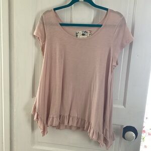 Cupio Blush Short Sleeve Ruffle Top